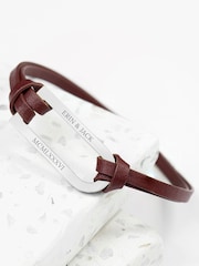 Treat Republic Mens Personalised Shoreditch Leather Brown Bracelet - Image 1 of 4