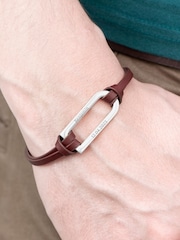 Treat Republic Mens Personalised Shoreditch Leather Brown Bracelet - Image 2 of 4