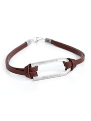 Treat Republic Mens Personalised Shoreditch Leather Brown Bracelet - Image 4 of 4