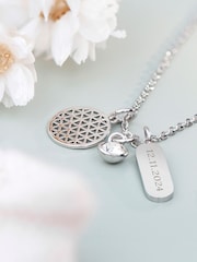 Treat Republic Silver Tone Personalised Mandala Charms Necklace - Image 4 of 5
