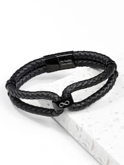 Treat Republic Mens Personalised Infinity Dual Leather Bracelet - Image 1 of 5