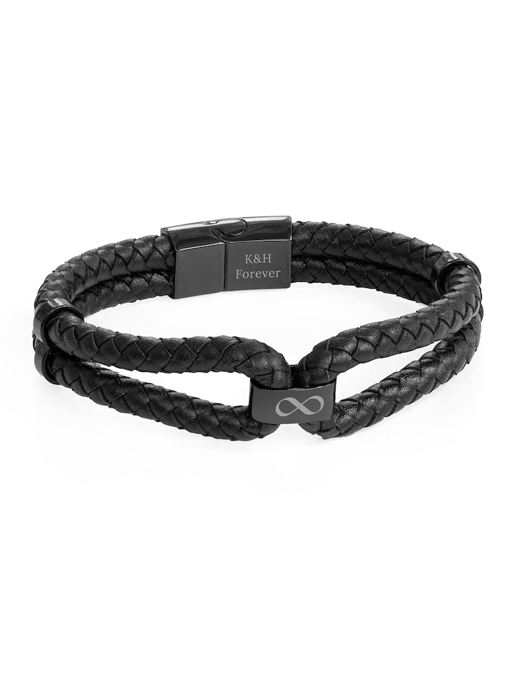 Treat Republic Mens Personalised Infinity Dual Leather Bracelet - Image 5 of 5