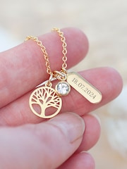 Treat Republic Gold Tone Personalised Tree of Life Charms Necklace - Image 2 of 3