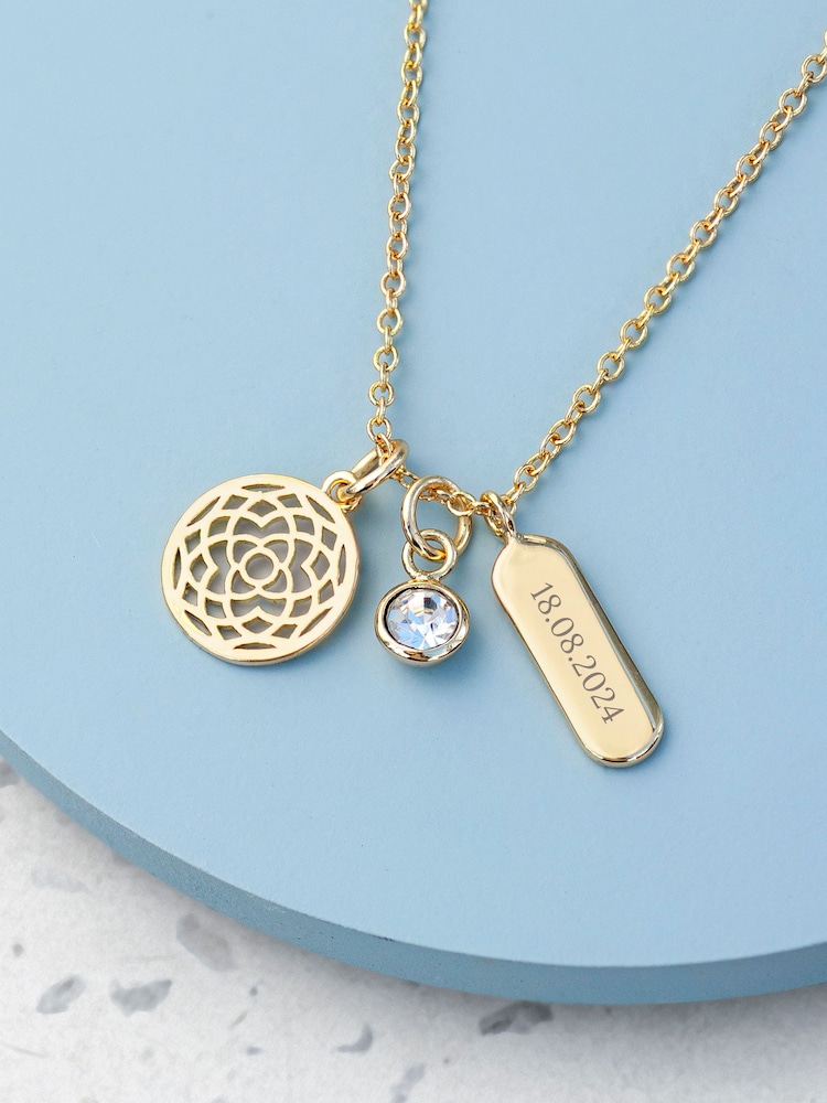 Treat Republic Tone Personalised Mandala Charms Necklace - Image 1 of 3