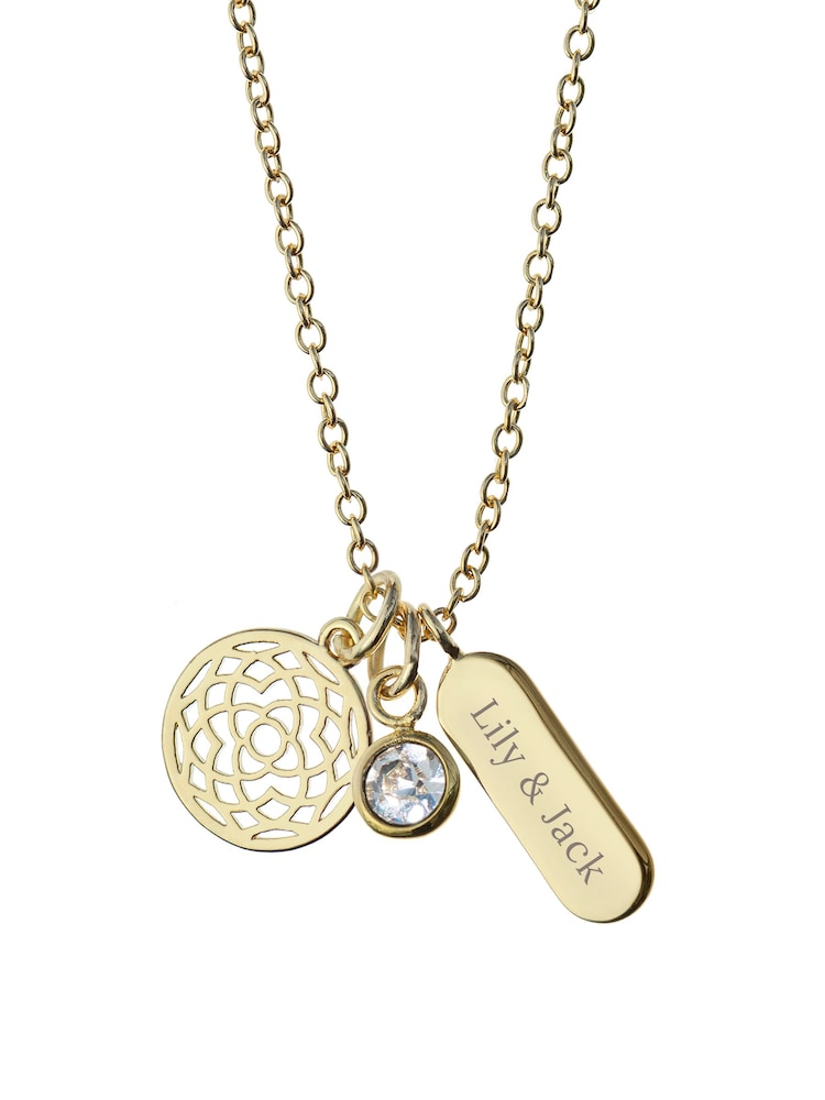 Treat Republic Tone Personalised Mandala Charms Necklace - Image 3 of 3