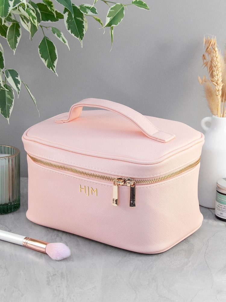 Pink Monogrammed Leatherette Vanity Case by Treat Republic - Image 2 of 5