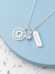 Treat Republic Silver Tone Personalised Eternal Sun Charms Necklace - Image 1 of 3