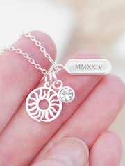 Treat Republic Silver Tone Personalised Eternal Sun Charms Necklace - Image 2 of 3
