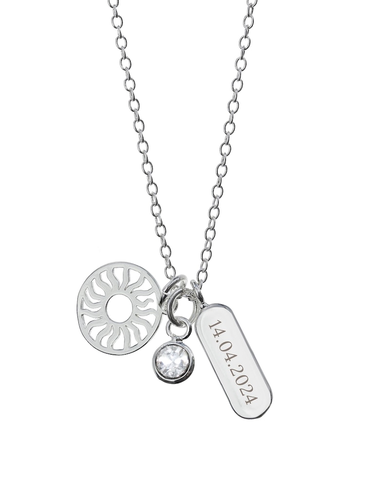 Treat Republic Silver Tone Personalised Eternal Sun Charms Necklace - Image 3 of 3