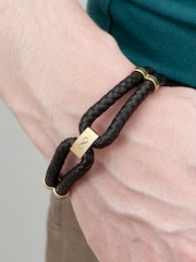 Treat Republic Mens Personalised Infinity Dual Leather Black Bracelet - Image 2 of 5