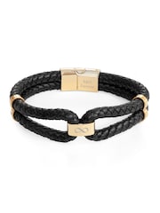 Treat Republic Mens Personalised Infinity Dual Leather Black Bracelet - Image 5 of 5