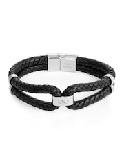Treat Republic Mens Personalised Infinity Dual Leather Black Bracelet - Image 5 of 5