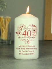 Personalised Ruby 40th Anniversary Candle by PMC - Image 1 of 3