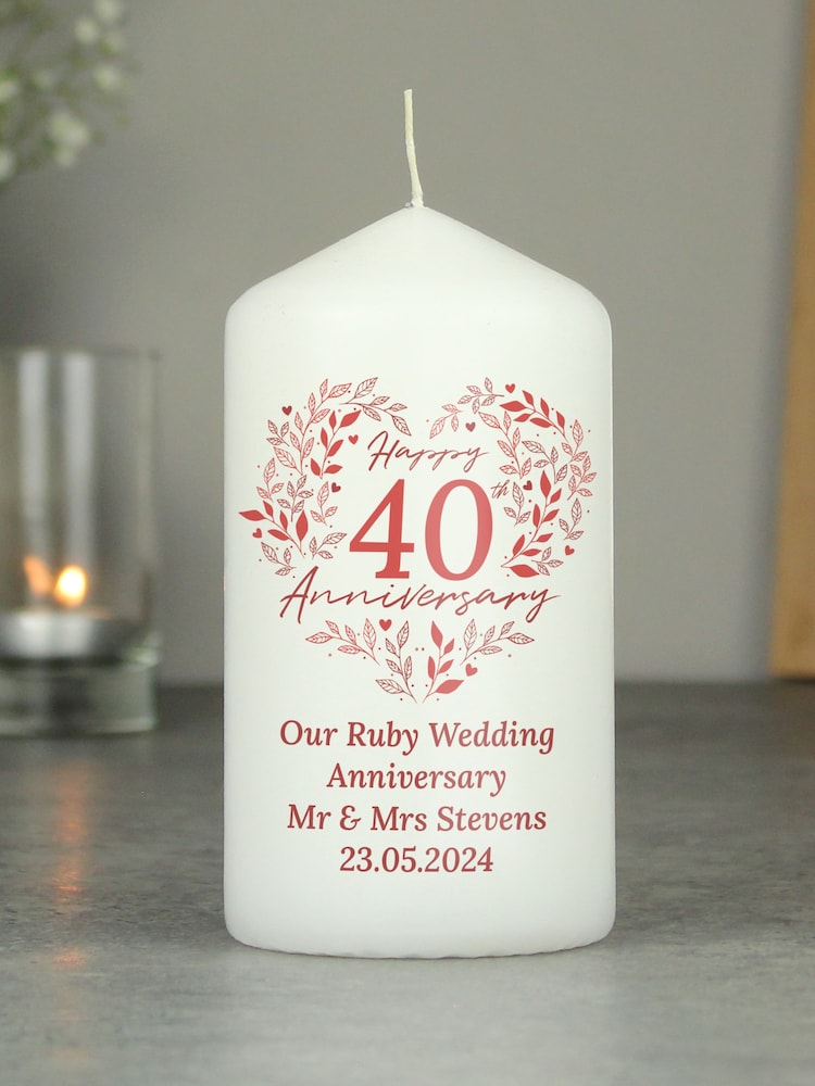 Personalised Ruby 40th Anniversary Candle by PMC - Image 2 of 3