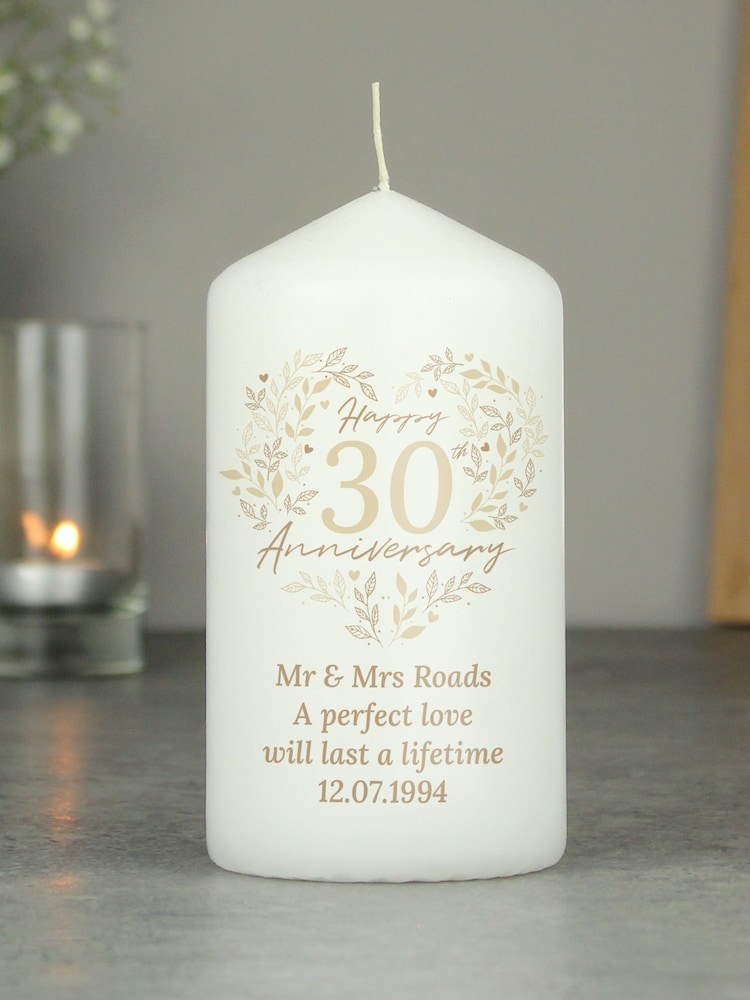 Personalised Pearl 30th Anniversary Candle by PMC - Image 2 of 3