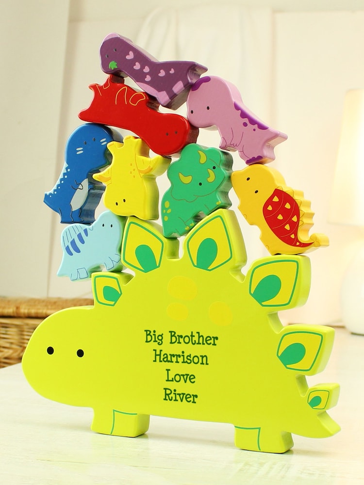 Personalised Stackable Wooden Dinosaur Toy by PMC - Image 1 of 2
