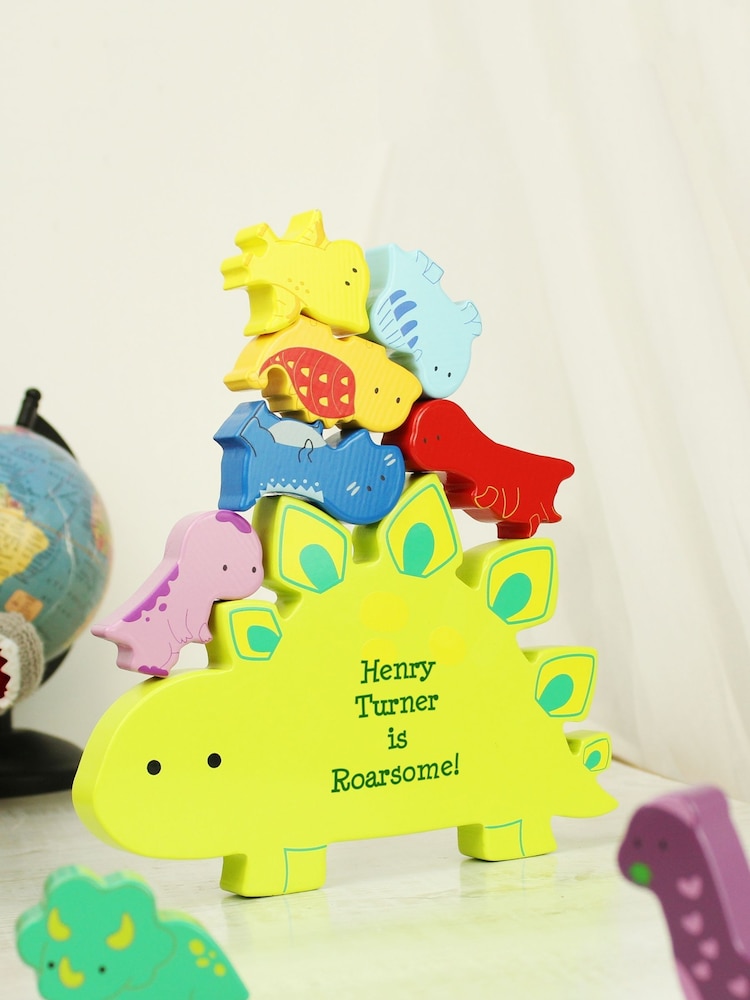 Personalised Stackable Wooden Dinosaur Toy by PMC - Image 2 of 2