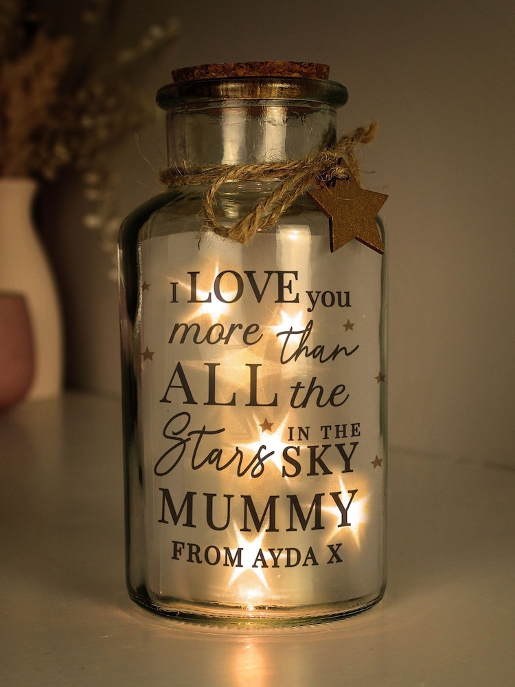 Personalised I Love You More LED Light Up Glass Jar by PMC - Image 1 of 2