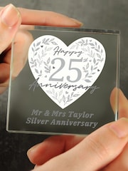 Personalised Silver 25th Anniversary Crystal Token Ornament by PMC - Image 2 of 3