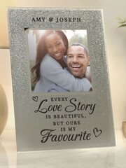 Personalised Love Story 4x4 Glitter Glass Photo Frame by PMC - Image 2 of 3
