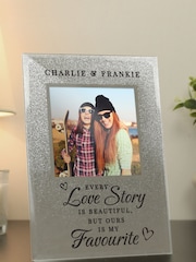 Personalised Love Story 4x4 Glitter Glass Photo Frame by PMC - Image 3 of 3