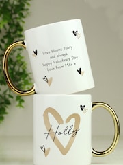 Personalised Hearts Gold Handled Mug by PMC - Image 1 of 3