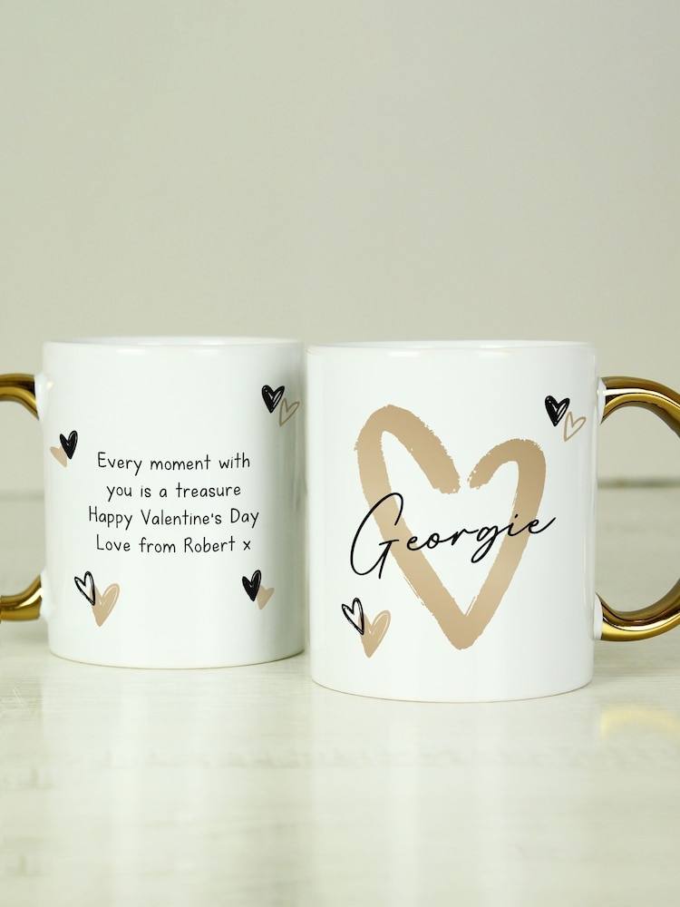 Personalised Hearts Gold Handled Mug by PMC - Image 2 of 3