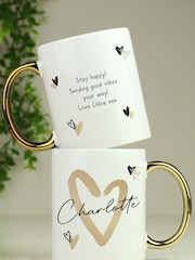 Personalised Hearts Gold Handled Mug by PMC - Image 3 of 3