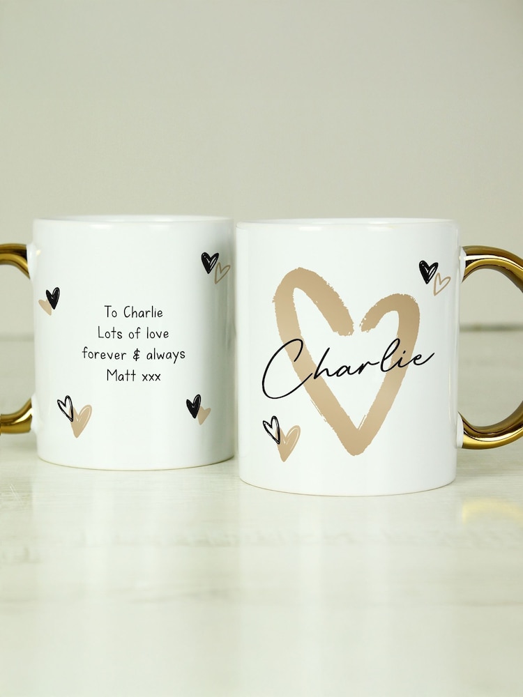 Personalised Hearts Gold Handled Mug by PMC - Image 4 of 4 Personalised Hearts Gold Handled Mug by PMC - Image 4 of 4