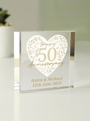 Personalised Golden 50th Anniversary Crystal Token Ornament by PMC - Image 1 of 3