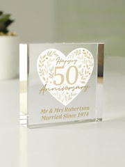 Personalised Golden 50th Anniversary Crystal Token Ornament by PMC - Image 3 of 3