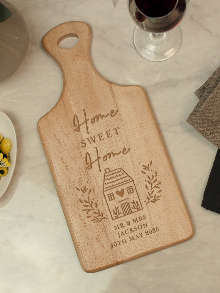Personalised Home Sweet Home Paddle Chopping Board by PMC - Image 1 of 2