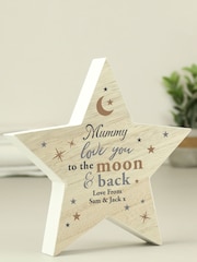 Personalised Love You To The Moon Wooden Star Ornament by PMC - Image 2 of 3
