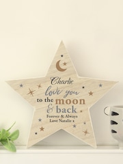 Personalised Love You To The Moon Wooden Star Ornament by PMC - Image 3 of 3