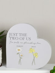 Natural Personalised Flower Of The Month Family Heart Ornament by PMC - Image 3 of 4
