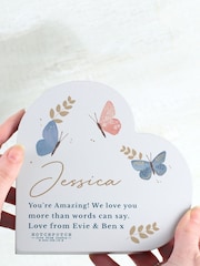 Personalised Butterfly Heart White Ornament by PMC - Image 2 of 3