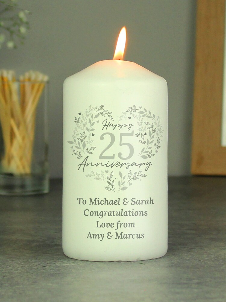 Personalised Silver 25th Anniversary Candle by PMC - Image 3 of 3