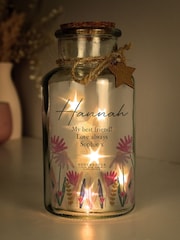 Natural Personalised Wild Flower LED Light Up Glass Jar by PMC - Image 1 of 3