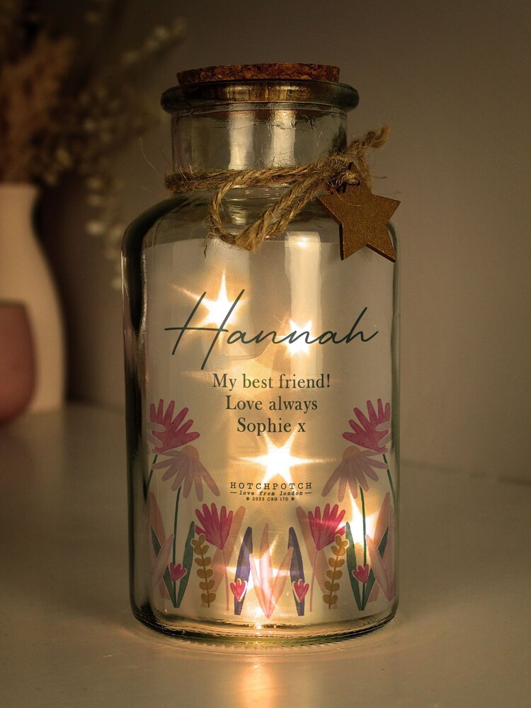 Natural Personalised Wild Flower LED Light Up Glass Jar by PMC - Image 1 of 3