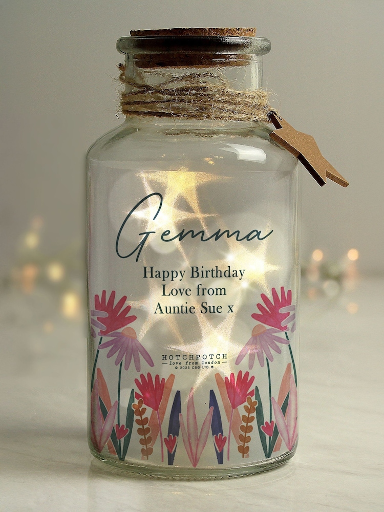 Natural Personalised Wild Flower LED Light Up Glass Jar by PMC - Image 2 of 3