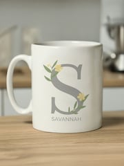PMC Personalised Floral Initial White Mug - Image 3 of 4
