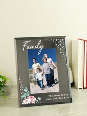 Grey Personalised Floral Mirrored 6x4 Photo Frame by PMC - Image 2 of 3