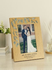 Personalised Botanical Wedding 6x4 Wooden Brown Photo Frame by PMC - Image 2 of 3