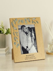 Personalised Botanical Wedding 6x4 Wooden Brown Photo Frame by PMC - Image 3 of 3