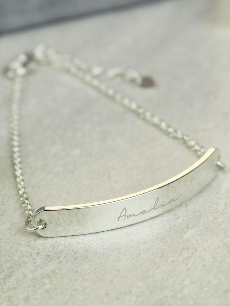 Silver Tone Personalised ID Bracelet By PMC - Image 1 of 3