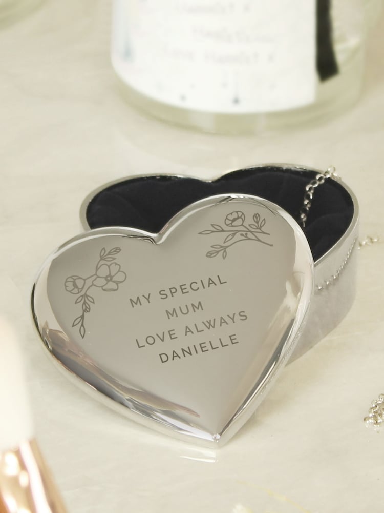 PMC Personalised Floral Heart Trinket Box - Image 1 of 3