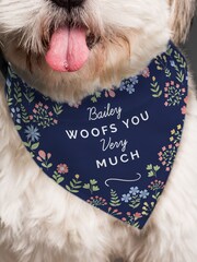 Blue Personalised Floral Dog Bandana by PMC - Image 2 of 3