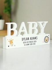 Personalised Safari Animals Wooden Baby Ornament by PMC - Image 2 of 2