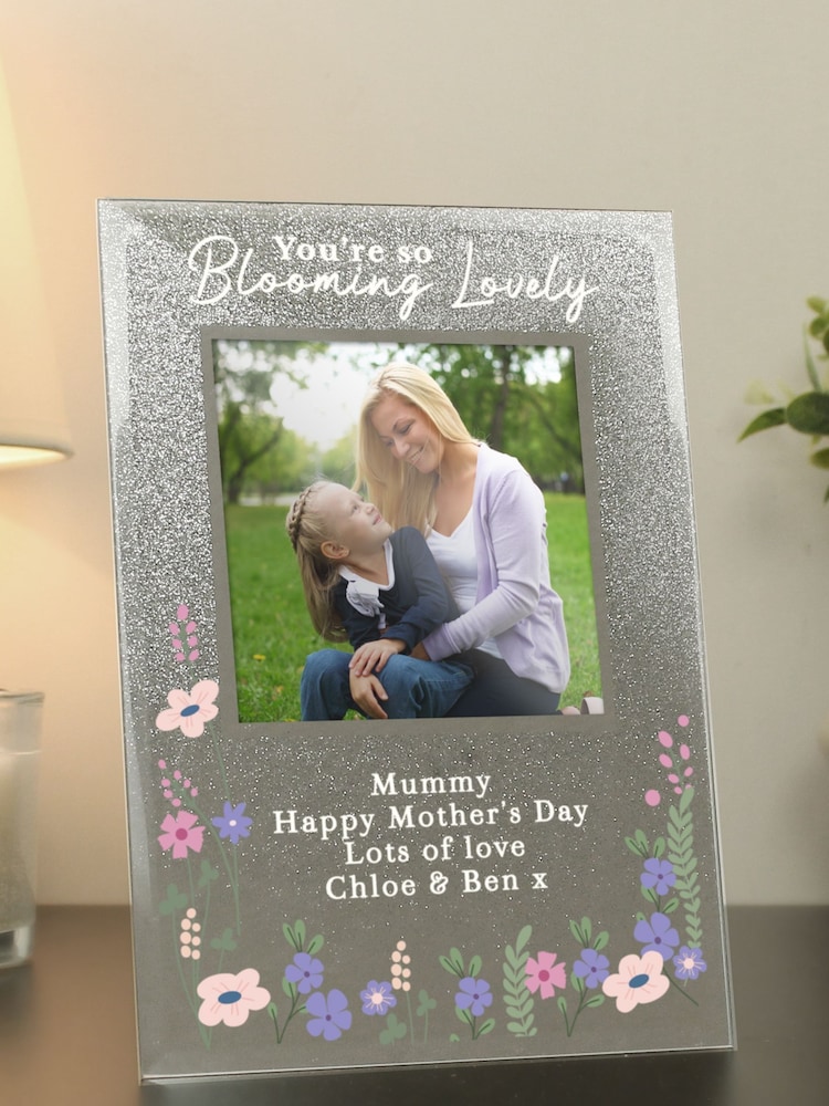 Silver Personalised 'Blooming Lovely' Glitter 6x4 Glass Photo Frame by PMC - Image 3 of 3