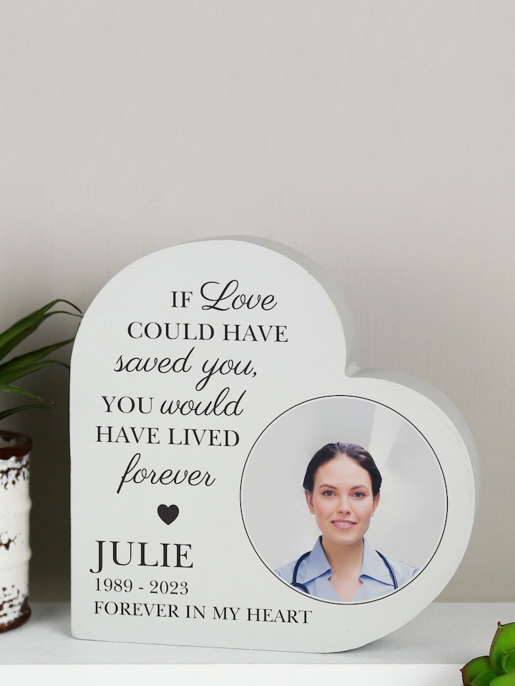 Natural Personalised Memorial Photo Upload Heart Ornament by PMC - Image 1 of 3